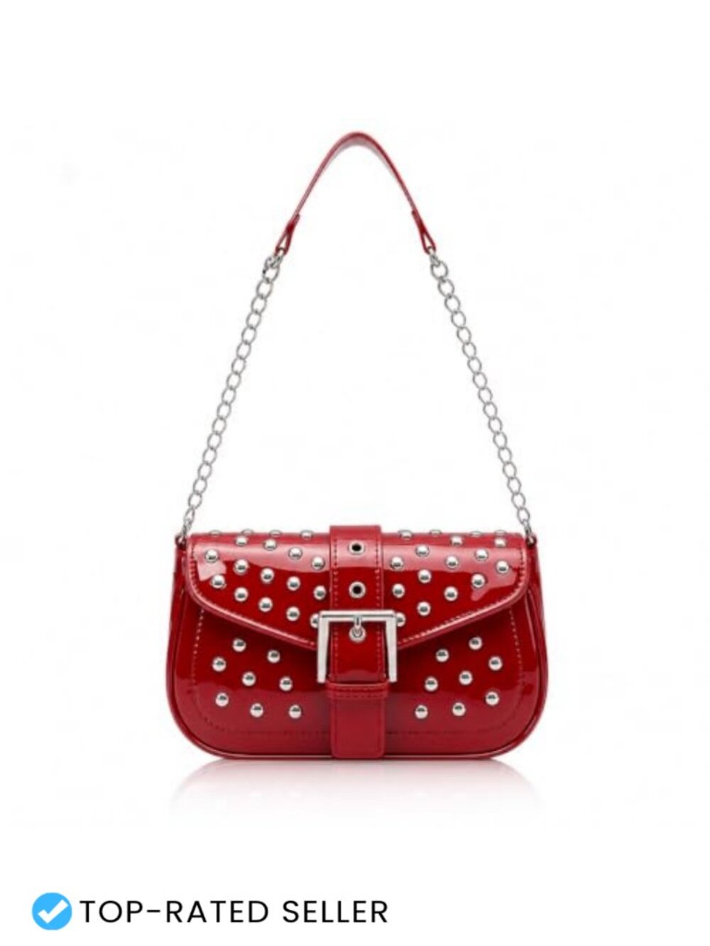 Studded Y2K Hobo Shoulder Bag Vegan Leather Underarm Clutch Purse